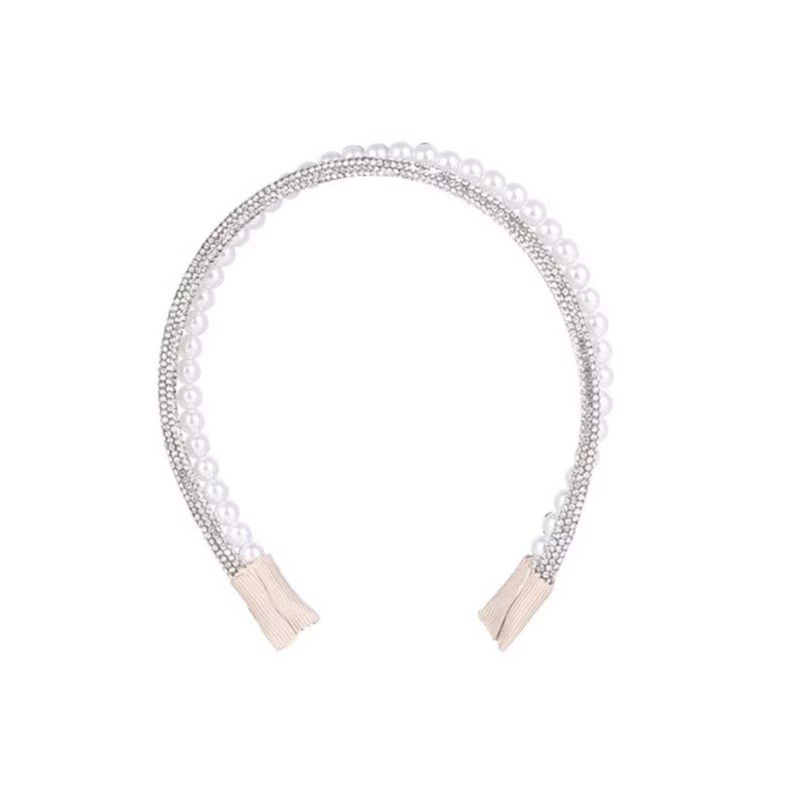 Cerceau de cheveux Double couche à la mode pour femmes, Imitation de perles et de strass, incrusté de strass haut de gamme, polyvalent pour les sorties, 1 pièce