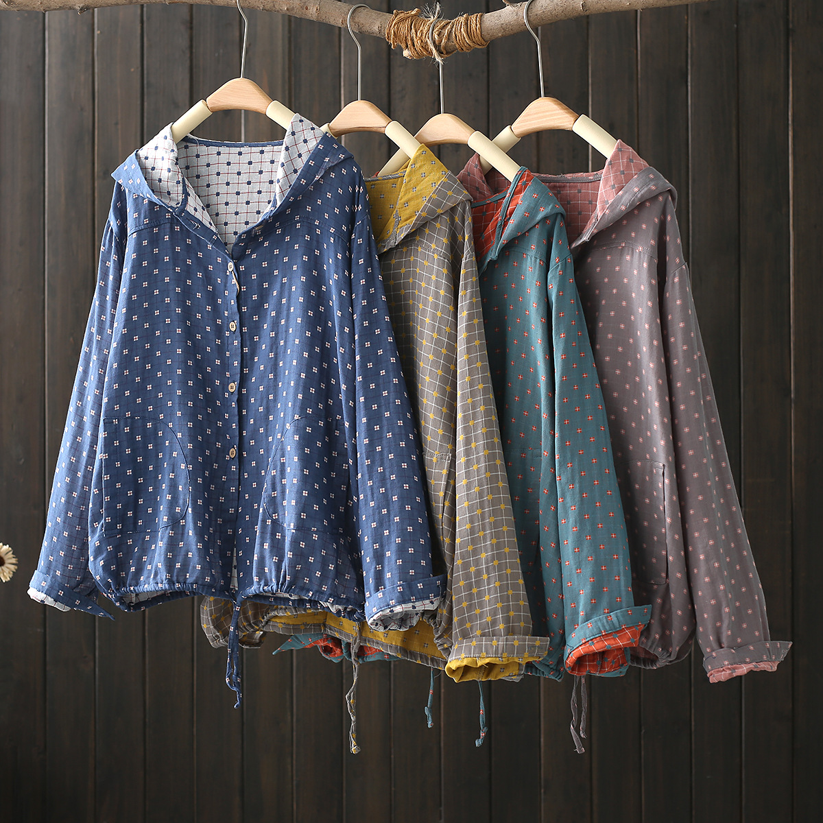 Chemise à Capuche et Manches sulfpour Femme, Chemisier de Grande Taille, Simple Boutonnage, Vêtements Ajustables, Automne et Printemps