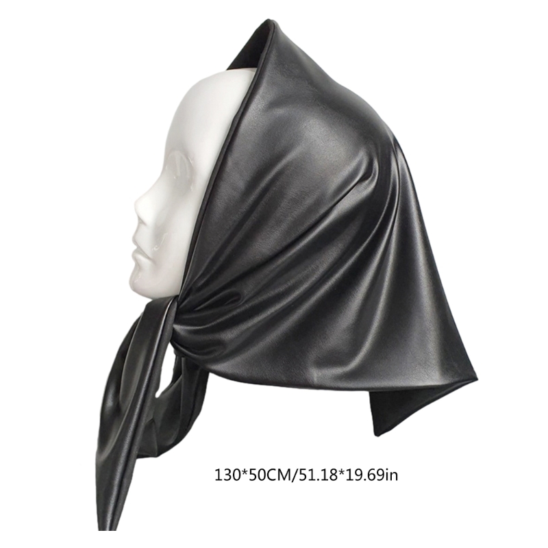 Femmes chaud Long châle hiver enveloppes grandes écharpes Faux cuir écharpe Bandana couvre-tête foulard