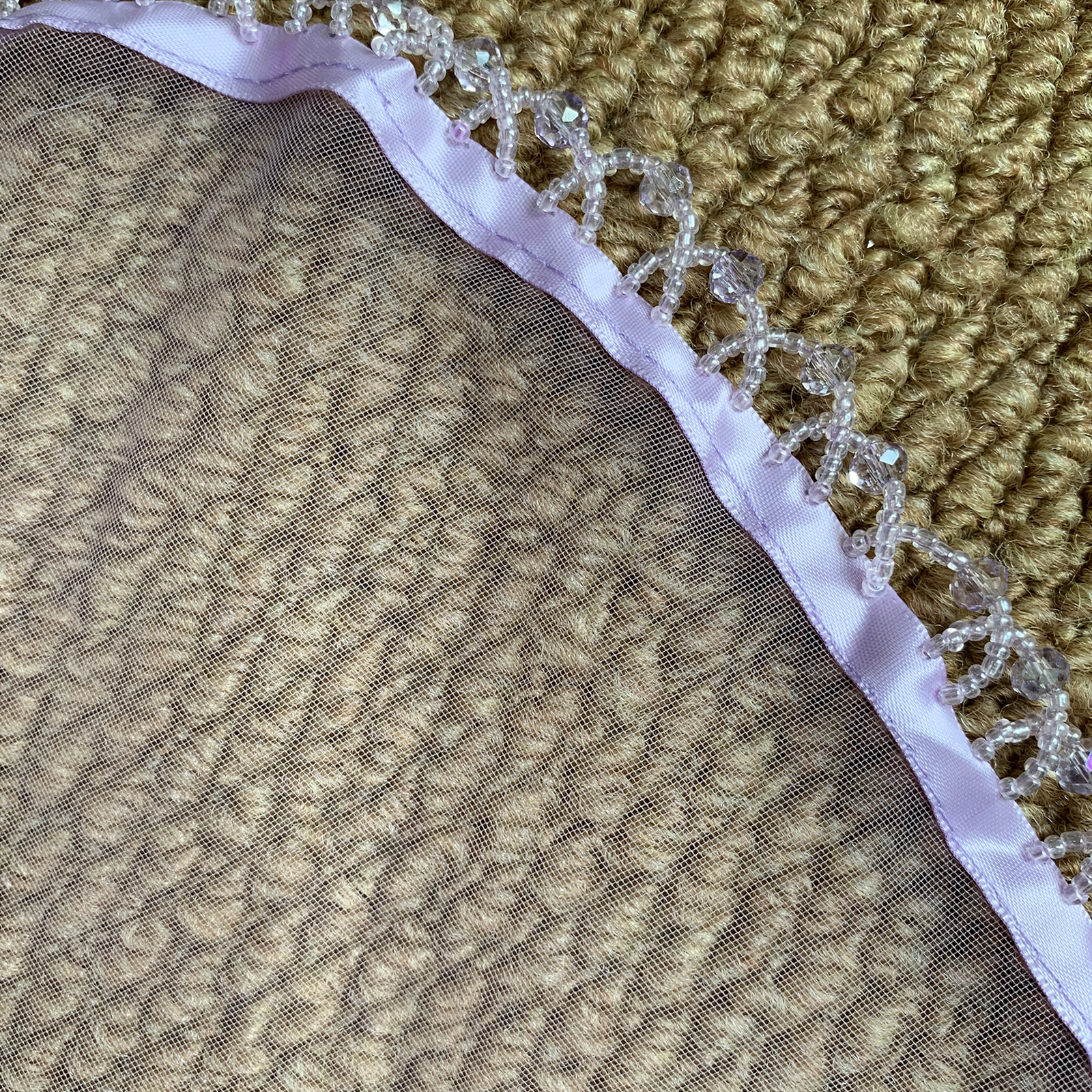 Nouveau serre-tête en voile de tulle violet clair avec bordure ornée de perles de cristal, ornement pour soirée d'enterrement de vie de jeune fille, accessoire capillaire turban d'été SA232