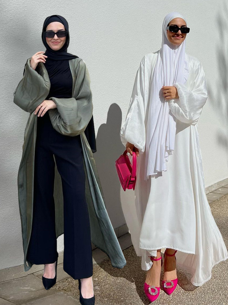 Abayas à manches bouffantes pour femmes musulmanes, robe musulmane Eid, caftan marocain Ramadan, Islam Cardigan, kimono arabe de Dubaï, robe longue modeste