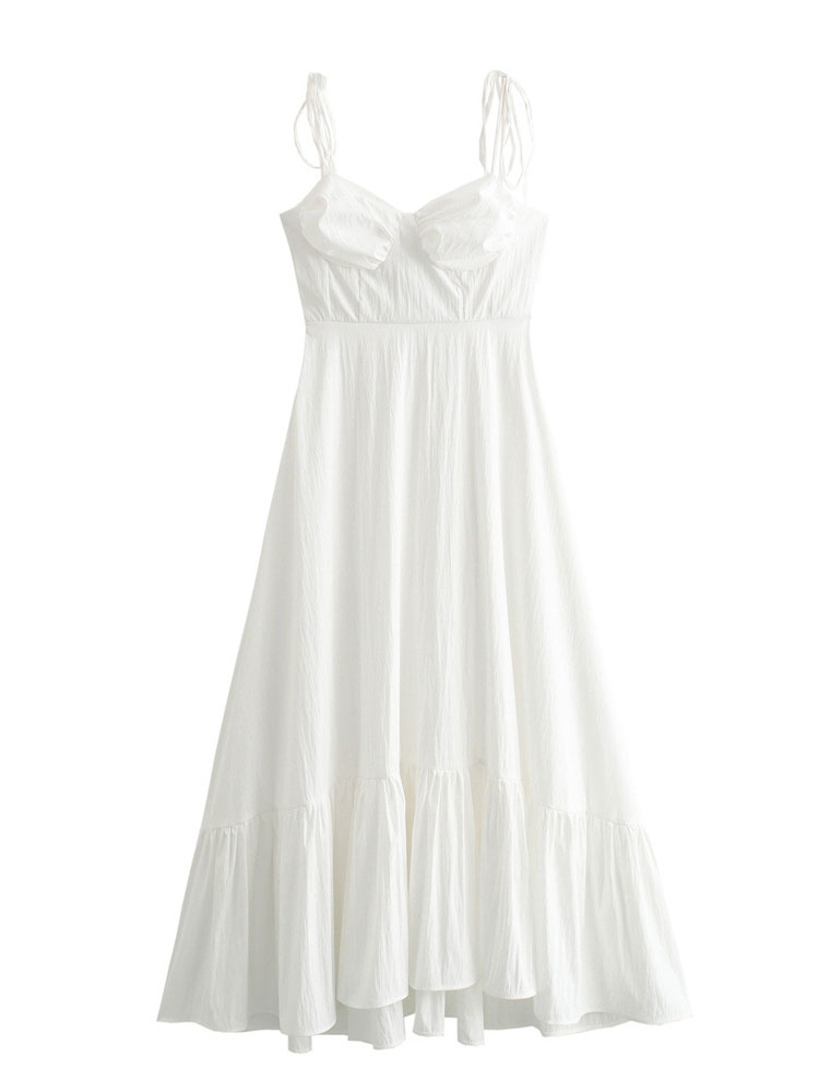 Tossy blanc mode été longue robe pour les femmes Patchwork élégant Spaghetti mince trajet robe plissée décontracté robe moulante 2025