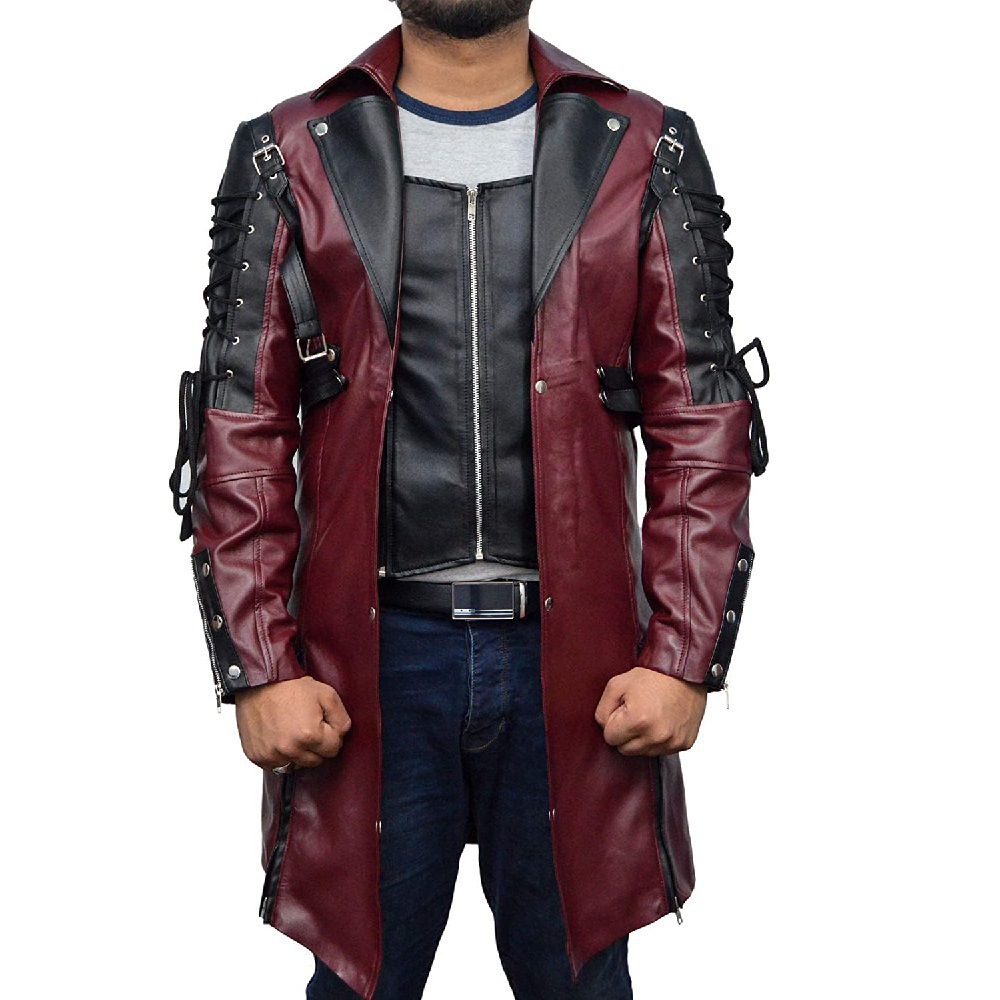 Veste longue en cuir hommes gothique Vintage en cuir PU Trench manteaux mode Moto Biker vêtements d'extérieur hommes Style Punk Moto vestes homme