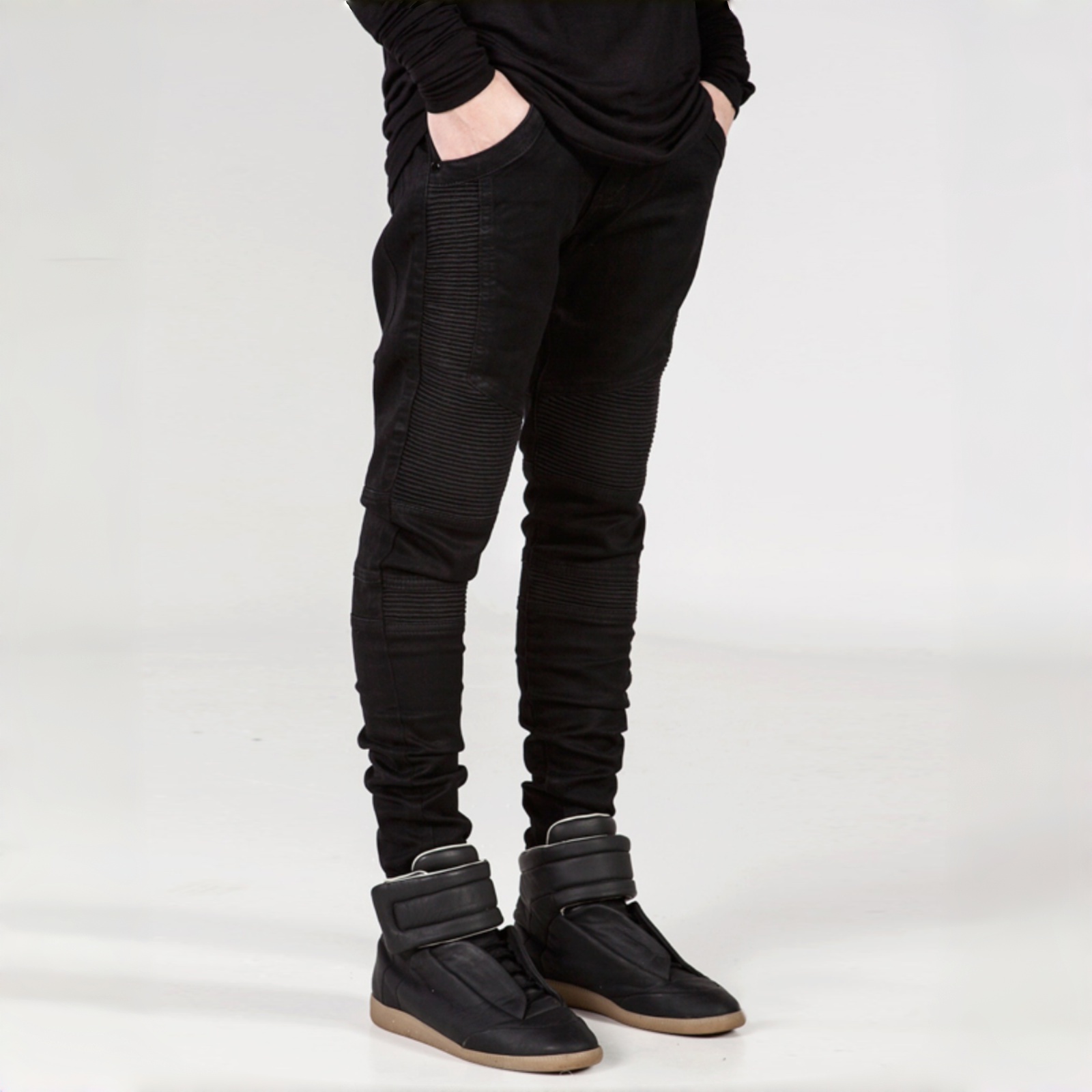 Jean Locomotive pour hommes, pantalon froissé, ajusté, petits pieds, Micro-élastique, offre spéciale