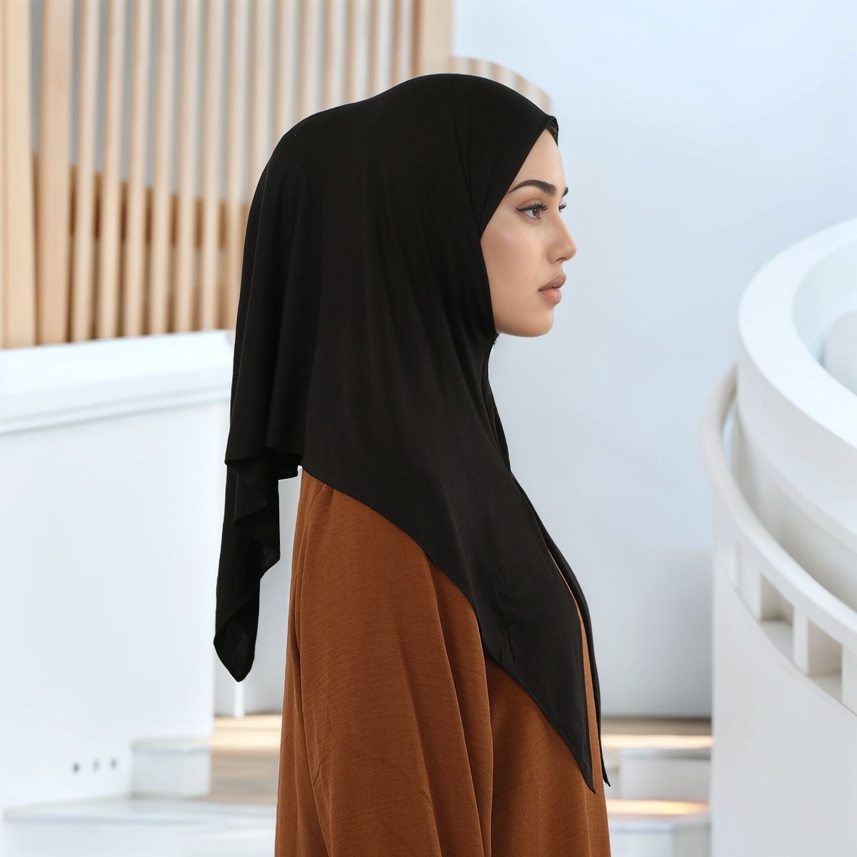 Musulman Modal Jersey instantané Hijab écharpe avec fermeture éclair solide coton femme Ramadan Hijabs ethnique Islam Turban foulard foulards