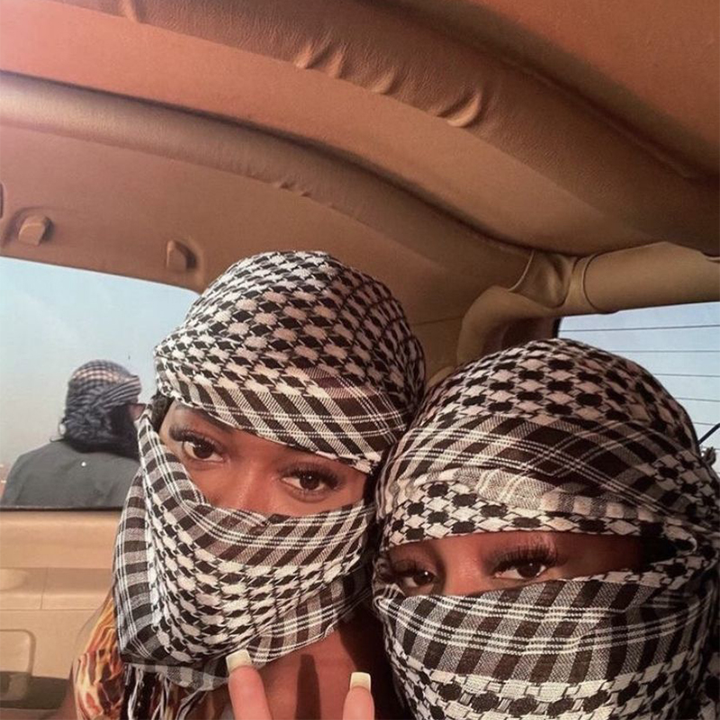 Ethnique Keffiyeh foulard à franges Arafat Hijab Shemagh écharpe arabe visage couverture anti-poussière bandeau musulman arabe Bandana châle