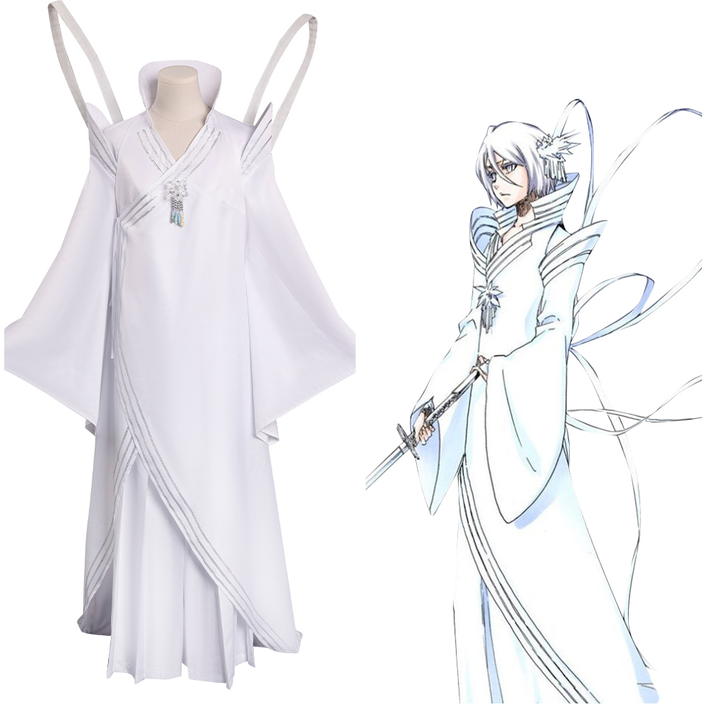 Costume de Cosplay Kuchiki Rukia pour femmes, robe Kimono japonaise, accessoires, tenues de jeu de rôle, déguisement de fête de carnaval d'halloween