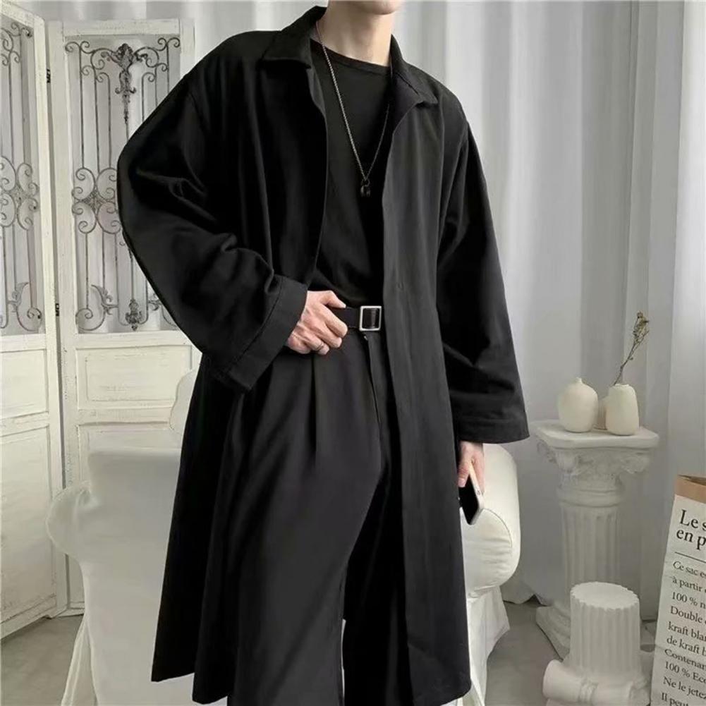 Manteau long à boutonnage boutonné de style coréen pour hommes, coupe-vent masculin, trench-coat d'affaires, pardessus décontracté, printemps