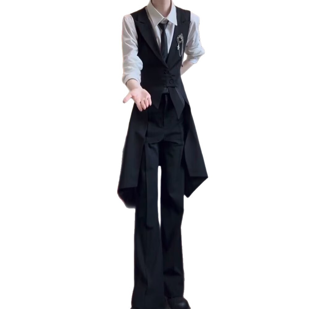 Gilet long tendance de style japonais, polyvalent, artistique, décontracté, en polyester, pour l'été, pour jeunes