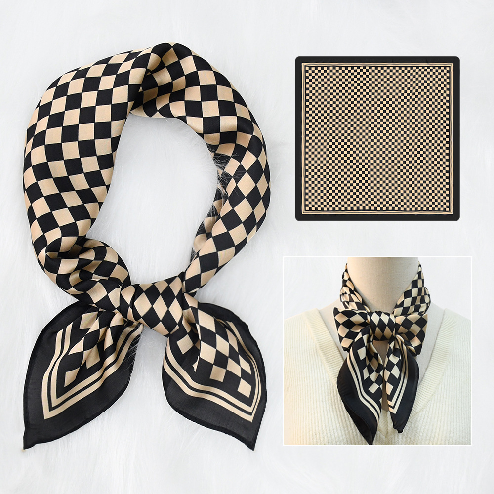 Écharpe carrée de luxe pour femmes, en satin doux, 70*70cm, foulards en soie pour femmes, bandanas élégants, hijab, foulard imprimé, châles