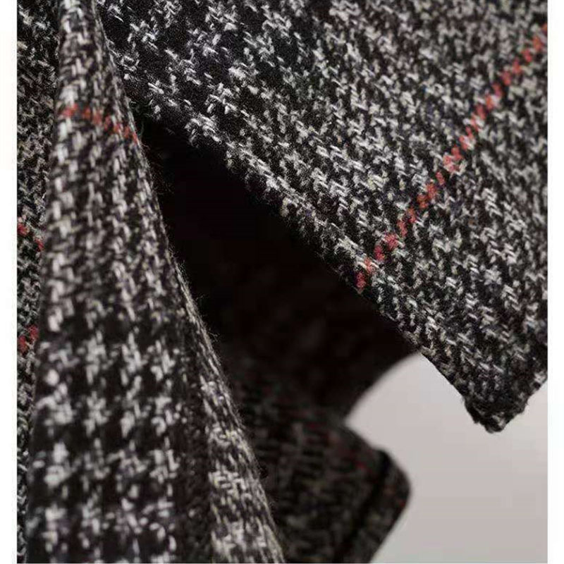 Femmes coréennes mode loisirs Plaid laine jupe automne hiver nouvelle taille haute mi-longue irrégulière laine jupes Femme grande taille 4XL