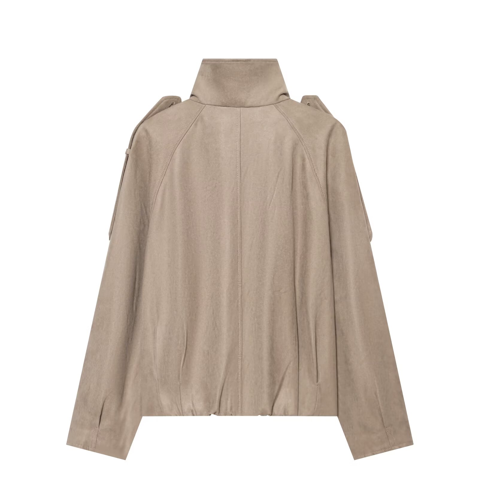 BSAY 2026 Manteau Trench Court Femme Automne à Double Boutonnage, Col Montant, Épaulettes, Manches Longues, Coupe Ajustée