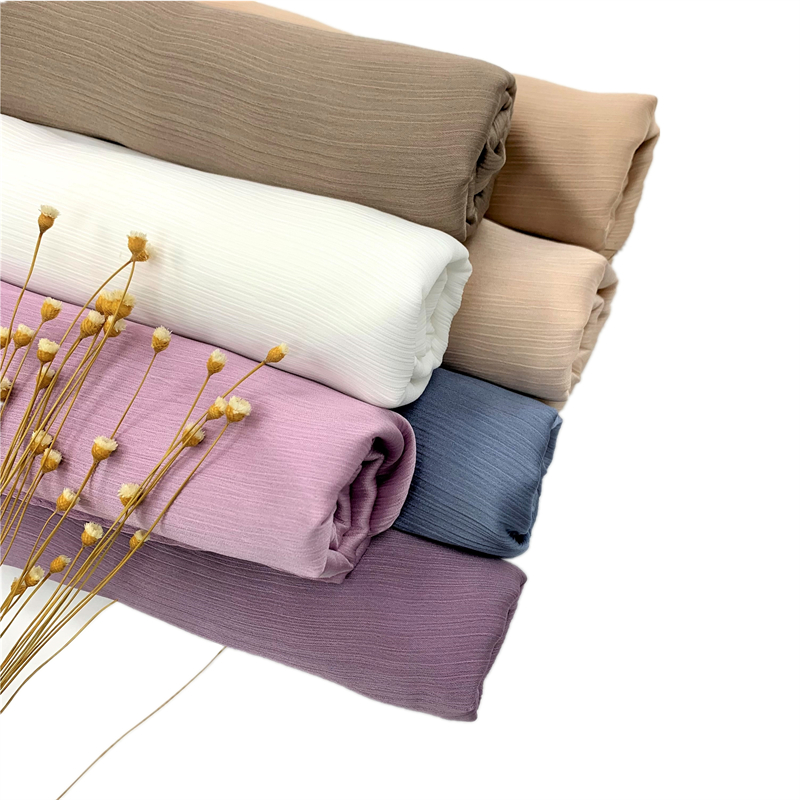 Hijab en mousseline de soie et Satin froissé pour femmes musulmanes, Mini crêpe uni, châle froissé, solide, Long, Turban, foulard islamique