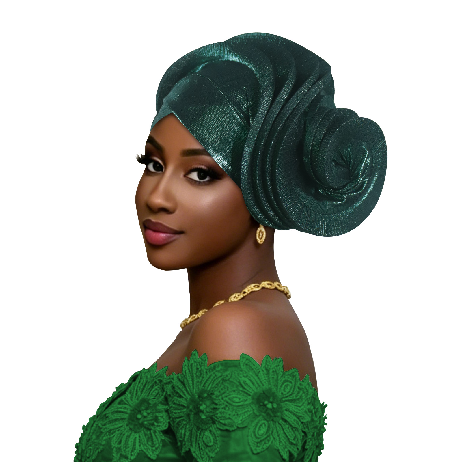 Turban élastique à volants africain pour femme, foulard nigérian pour mariage, coiffe de fête, chapeau