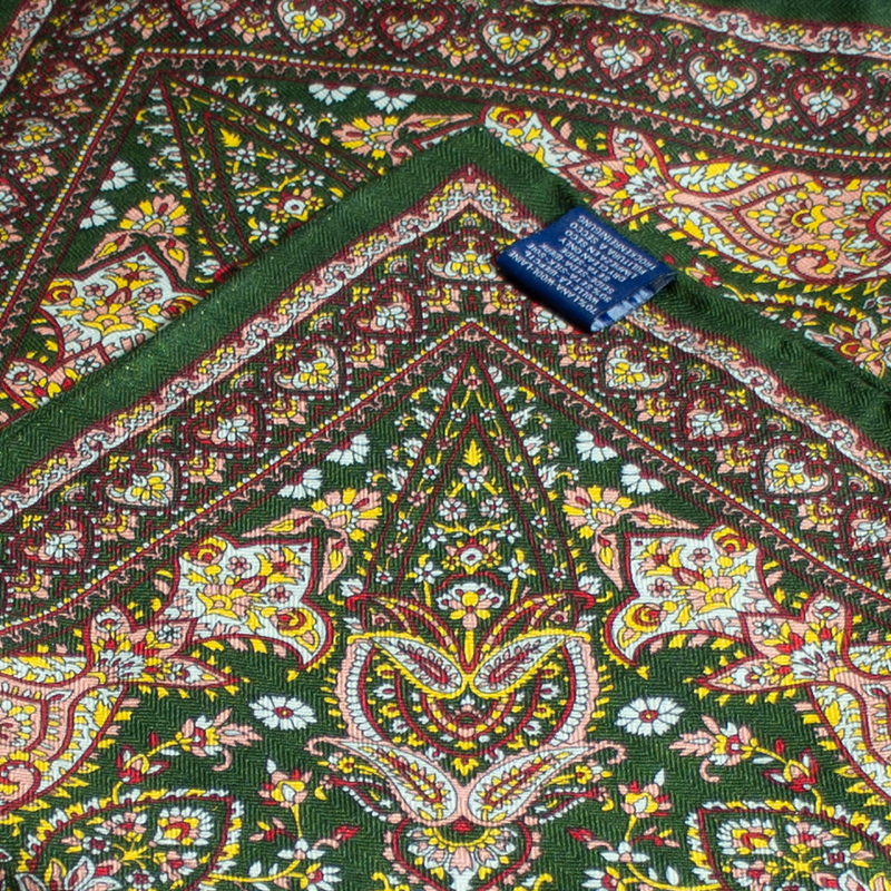 Écharpe de luxe en mélange de soie et de laine, 65 cm, texture chevrons, imprimé cachemire vintage, châle carré pour tous les jours et les soirées