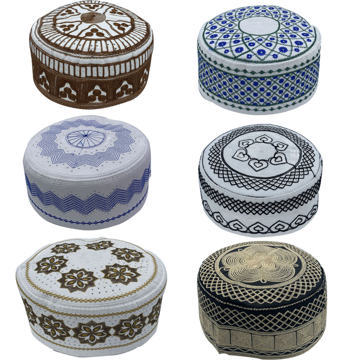Chapeaux de prière musulmans pour hommes, couvre-chef respirant, Kufi, casquette de crâne islamique, cadeau du Ramadan Eid, chapeau brodé, nouvelle collection 2023