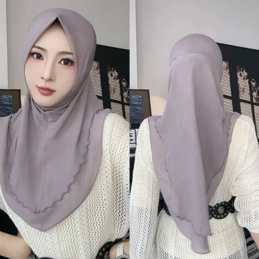 Hijab en mousseline d'été facile à porter, style queue d'hirondelle, pour femmes musulmanes