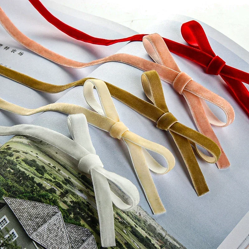 Ruban en velours 50yards 10mm, emballage cadeau fait à la main pour fête de mariage, nœuds pour cheveux, accessoires pour vêtements, bricolage, artisanat de couture, rubans en tissu