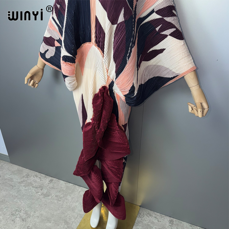 Robe plissée ajustée WINYI pour femme, coupe haute, style plage, kaftan musulman, abaya, robe de soirée longue de luxe Dubaï