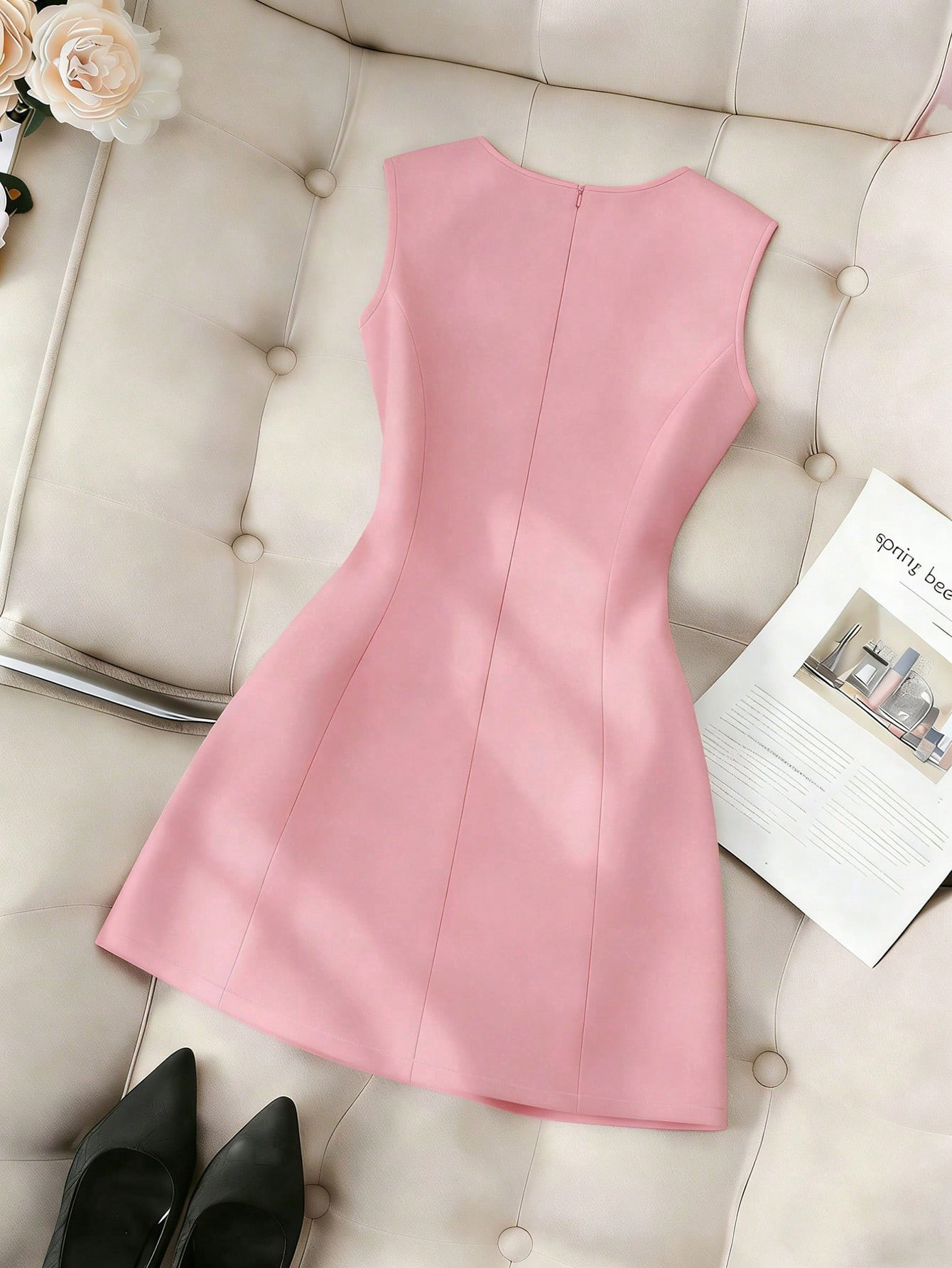 Robe élégante pour femme avec un simple nœud, robe minimaliste sophistiquée pour femmes