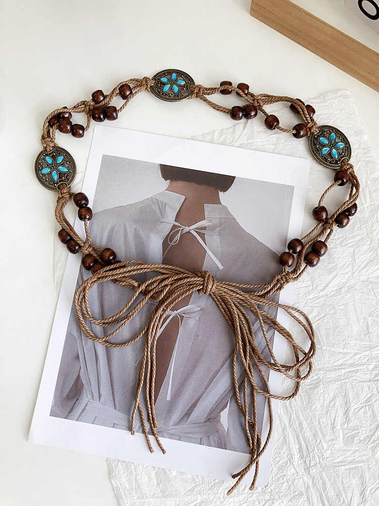 Création d'une ceinture audio pour femme, la nouvelle ceinture audio rétro ethnique de cet été est une décoration haut de gamme polyvalente et exclusive