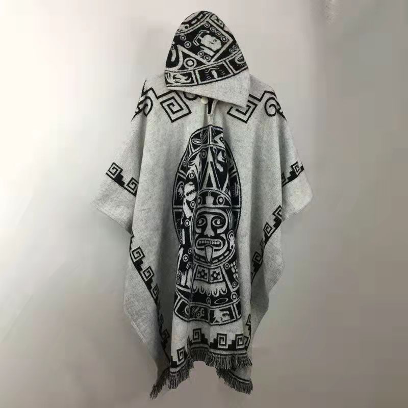 Trench-Coat ample à manches longues pour hommes, cape imprimée à capuche, châle Poncho, mode Hip Hop rétro Punk, vêtements décontractés, veste pull
