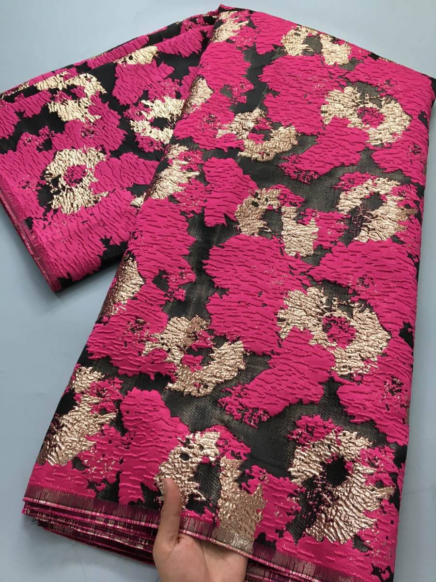 Tissu nigérian en brocart 2025, haute qualité, 2.5 Yards, Jacquard africain, dentelle dorée, luxe pour femmes, robes de soirée