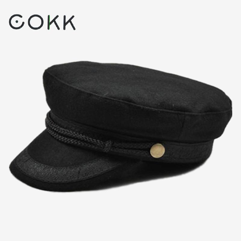 COKK – casquette militaire noire pour femmes, Style britannique, gris marine, chapeau haut de forme