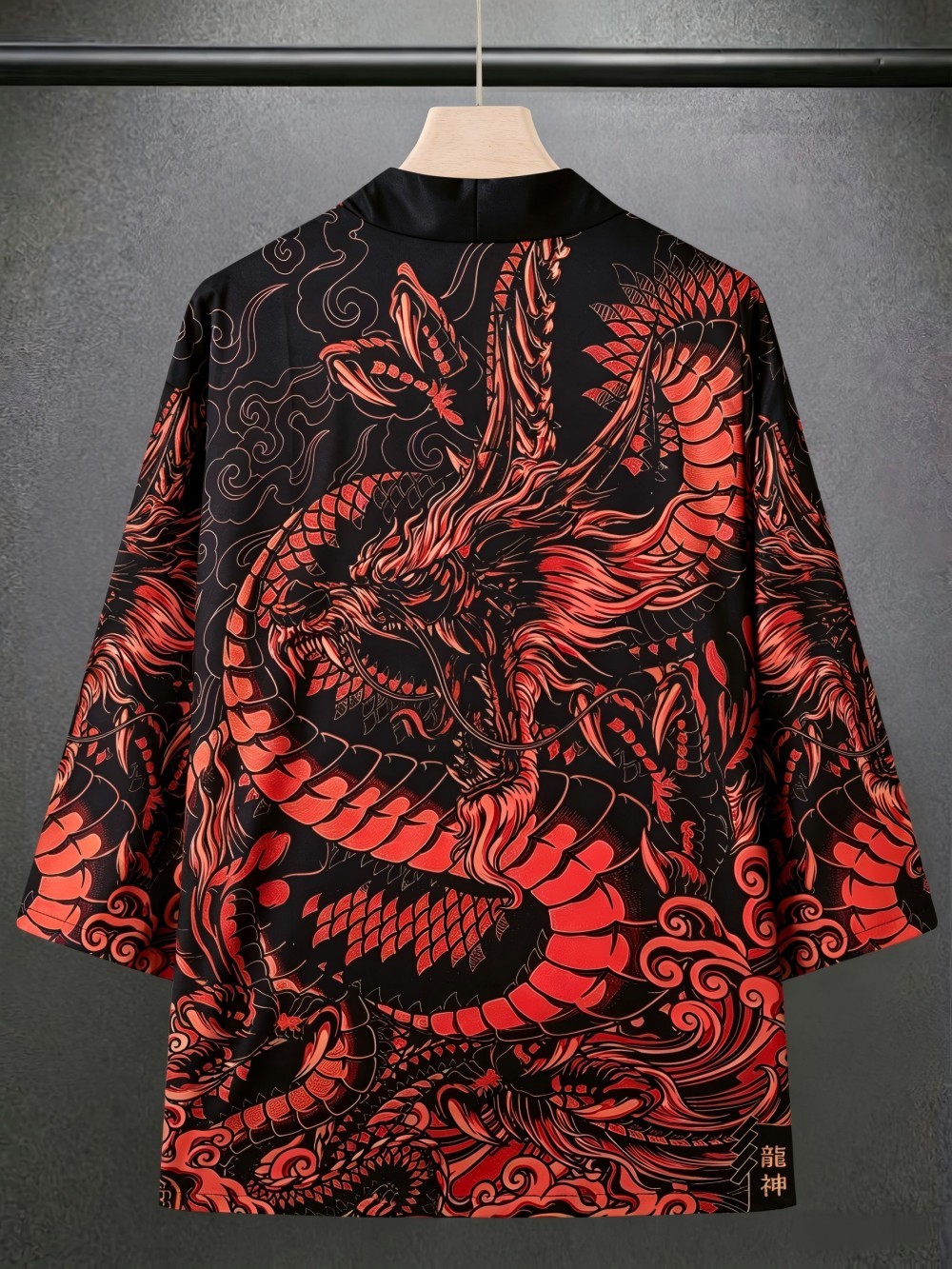 Kimono traditionnel d'été pour hommes européens et américains, imprimé Dragon Teng rétro, doux et respirant, à col ouvert, décontracté pour l'extérieur