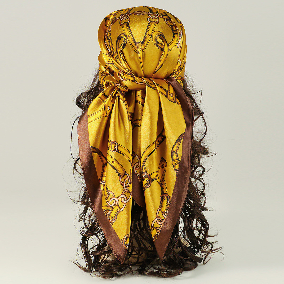 Écharpe carrée de luxe pour femmes, hijab en satin, enveloppes de mode, foulard de la présidence, bandes de cheveux pour femmes, ruban, bande de sauna, bananda, turban