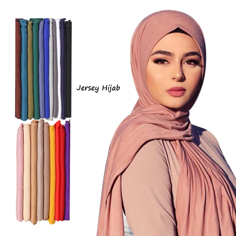 Hijabs de Ramadan en Jersey de coton Modal pour femmes, longue écharpe musulmane, châle, uni, doux, Turban, cravate, vêtements islamiques pour femmes,voile femme musulman,hijab femme musulman