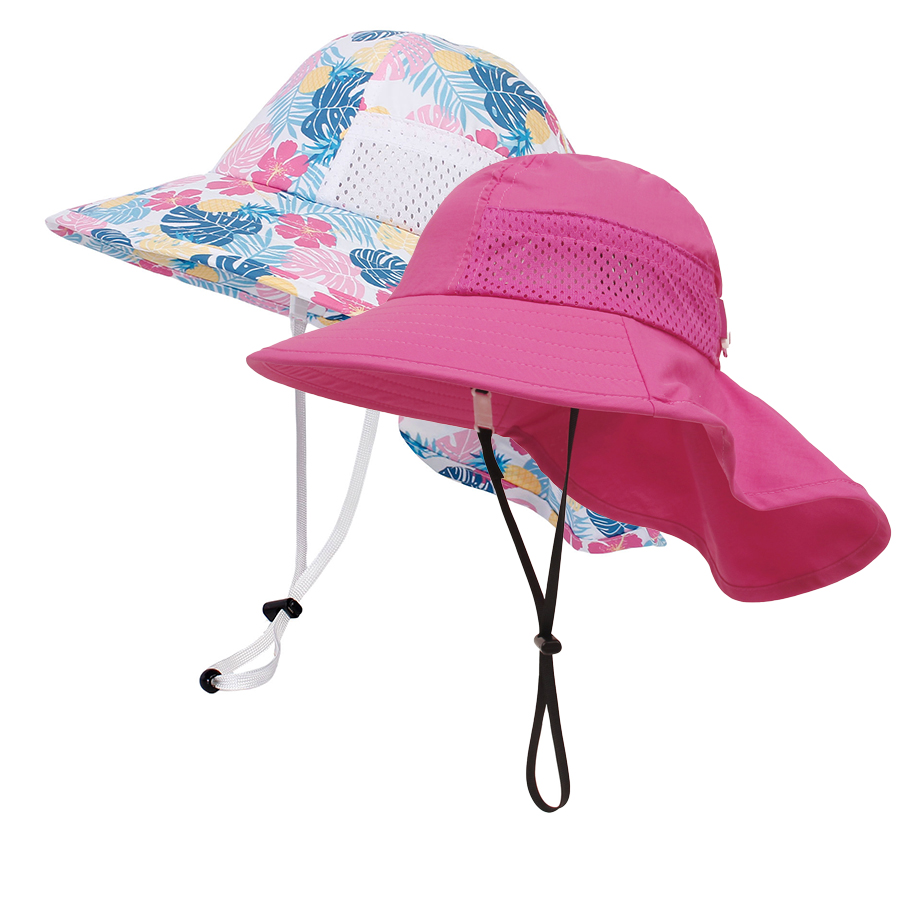 Lot de 2 chapeaux de soleil pour enfants, protection UV, chapeau de plage à large bord et en maille
