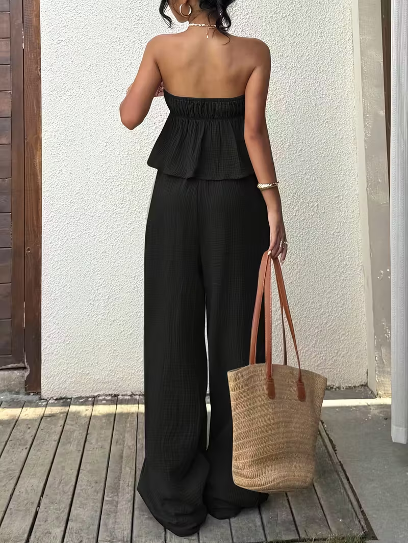 Ensembles 2 pièces pour femmes, nouveaux ensembles décontractés pour femmes, haut à lacets et pantalon