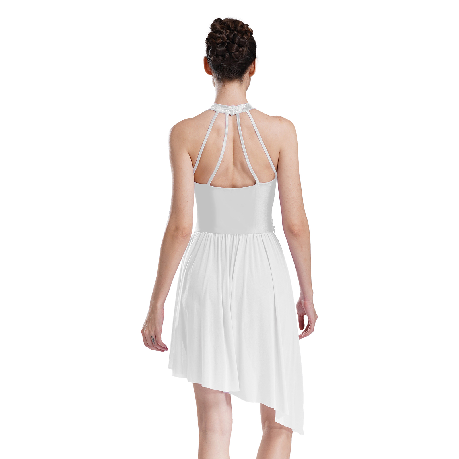 Robe de patinage artistique avec des appliques pour femmes, justaucorps de danse de Ballet lyrique moderne, Tutu brillant avec strass, vêtements de danse pour spectacle de gymnastique