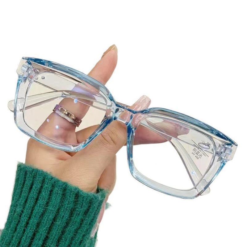 Lunettes anti-lumière bleue pour femmes, monture surdimensionnée, style vintage, protection des yeux, lunettes d'ordinateur, monture complète transparente