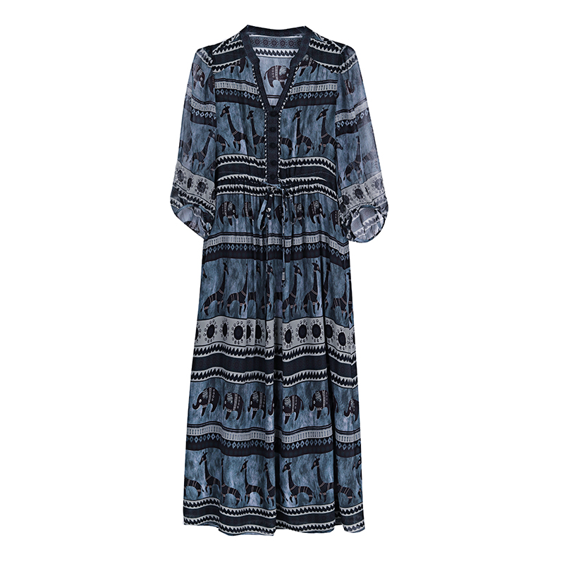 Robe longue de luxe en soie style bohème chic pour femme, collection Printemps-Été, robe de soirée vintage en mousseline Hepburn, élégante et décontractée pour bal de promo 2026