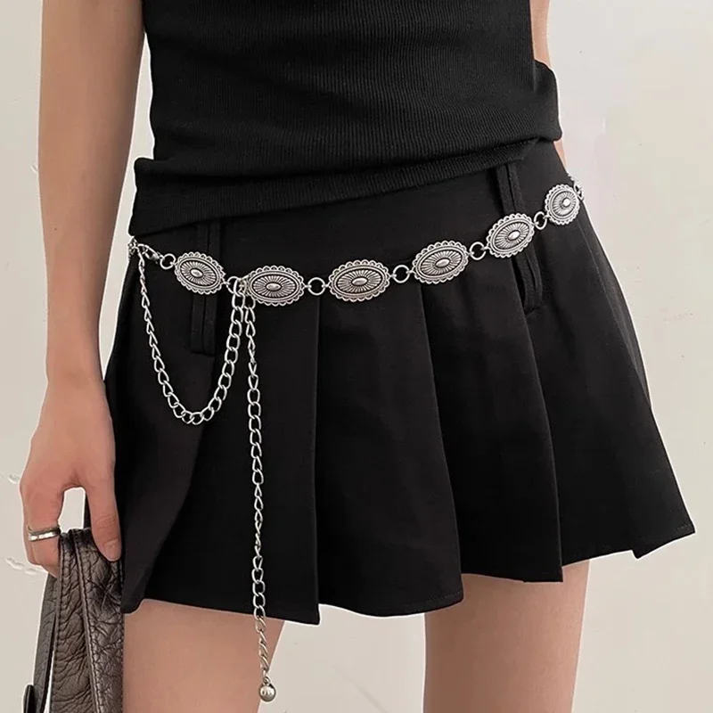 Accessoires de chaîne de taille de style ethnique, ceinture polyvalente bohème, robe haut de gamme avec ceinture en métal rétro pour femmes