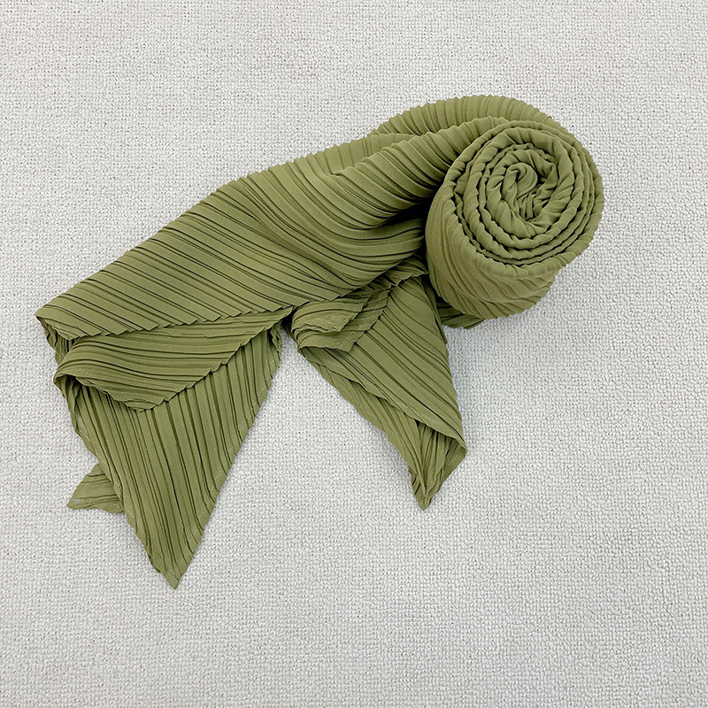 Écharpe hijab plissée Miyake pour femme, châle fin et élégant, protection solaire, foulard luxueux