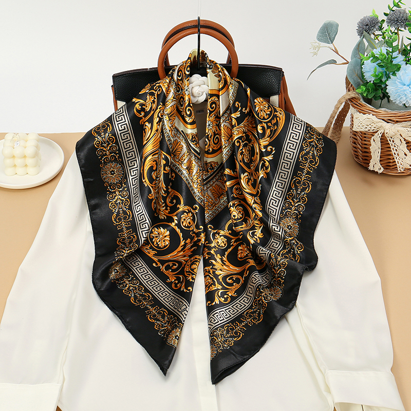 2025 soie châle carré Foulard pour femmes imprimer bandeau Foulard Satin Hijab bandes de cheveux Foulard femme bandeau Bandana