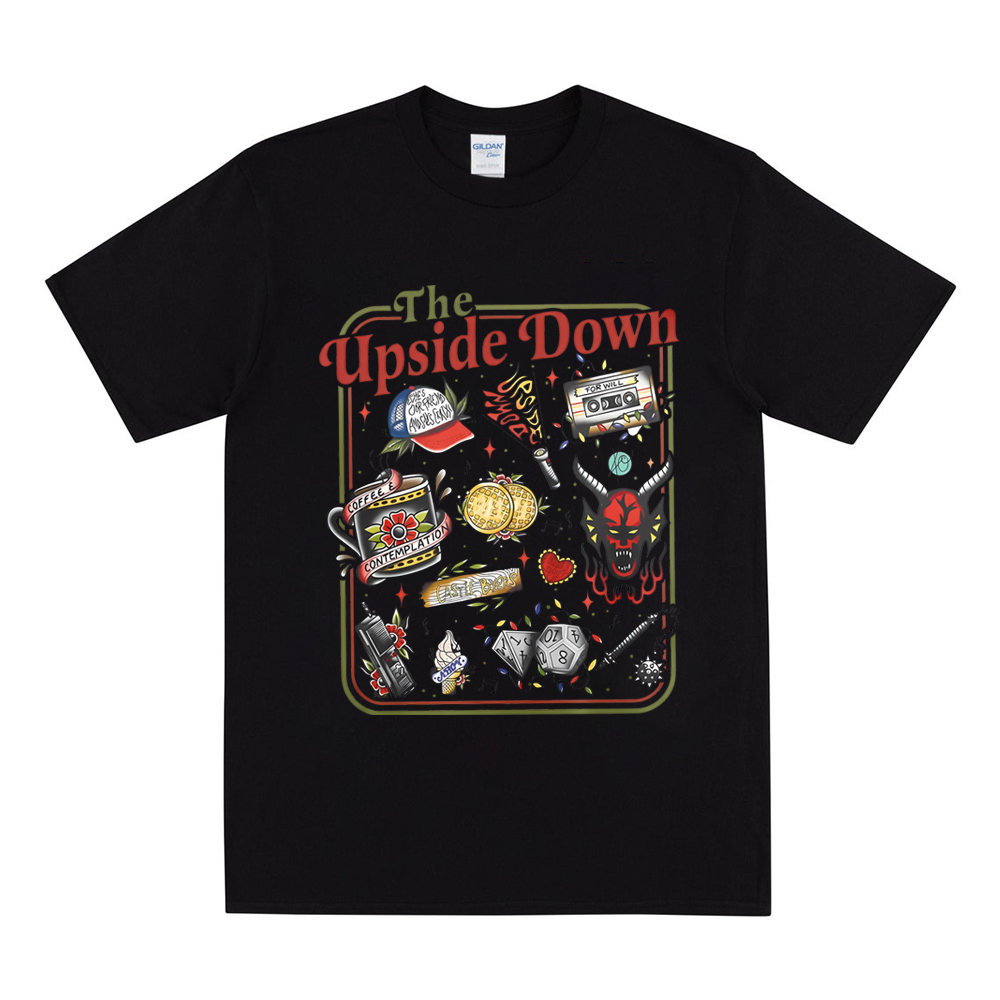 Le T-shirt à l'envers drôle femmes hommes Hawkins Clipart graphique T-shirt étranger ST5 inspiré Demogorgon chemises à la mode gothique hauts