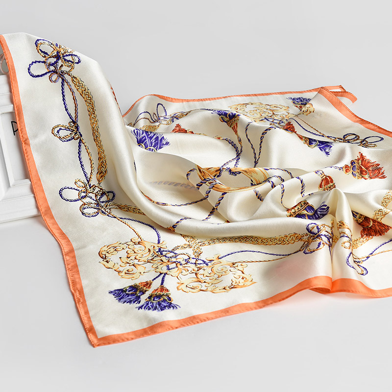 Foulard carré en soie naturelle 100% pour femmes, petit foulard de tête en soie véritable, Bandana de luxe, imprimé de fleurs