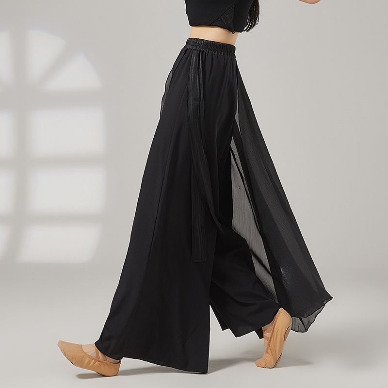 Vêtements d'entraînement de danse classique pour femmes, pantalons à jambes larges coulants, Costumes de danse pour filles adultes, pantalons longs de danse moderne