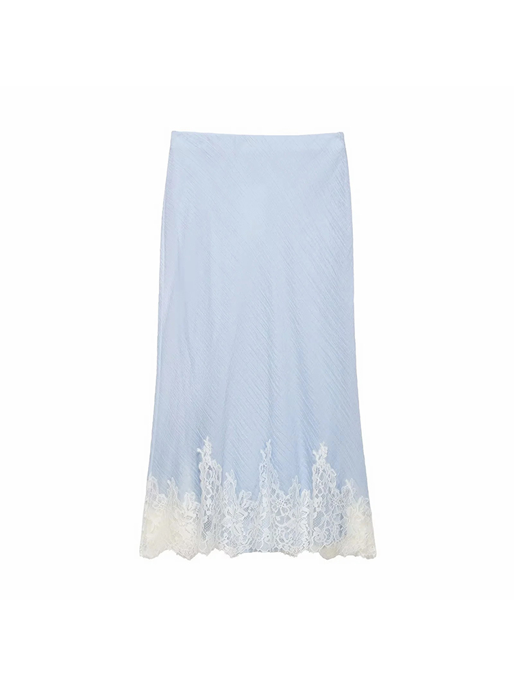 Ensemble jupe chic et sexy pour femme, avec haut en dentelle et jupe longue droite, idéal pour les vacances, la mode printemps-été et la plage