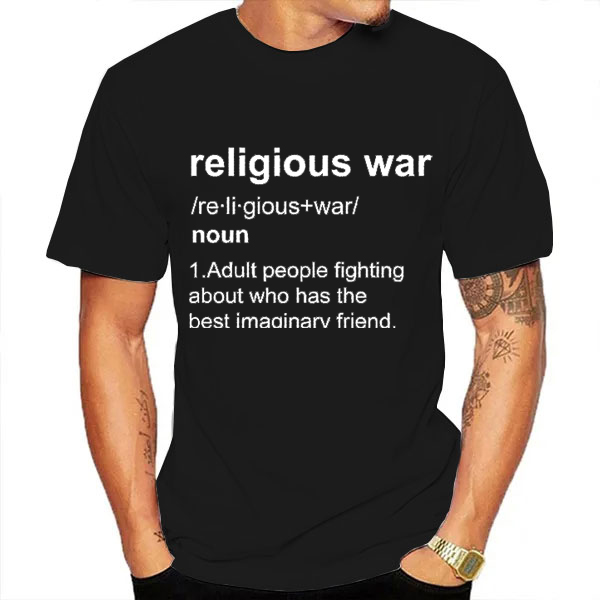 Guerre religieuse hommes t-shirt drôle lettre impression à manches courtes t-shirts mode graphique Y2k hauts meilleur ami hommes vêtements surdimensionnés