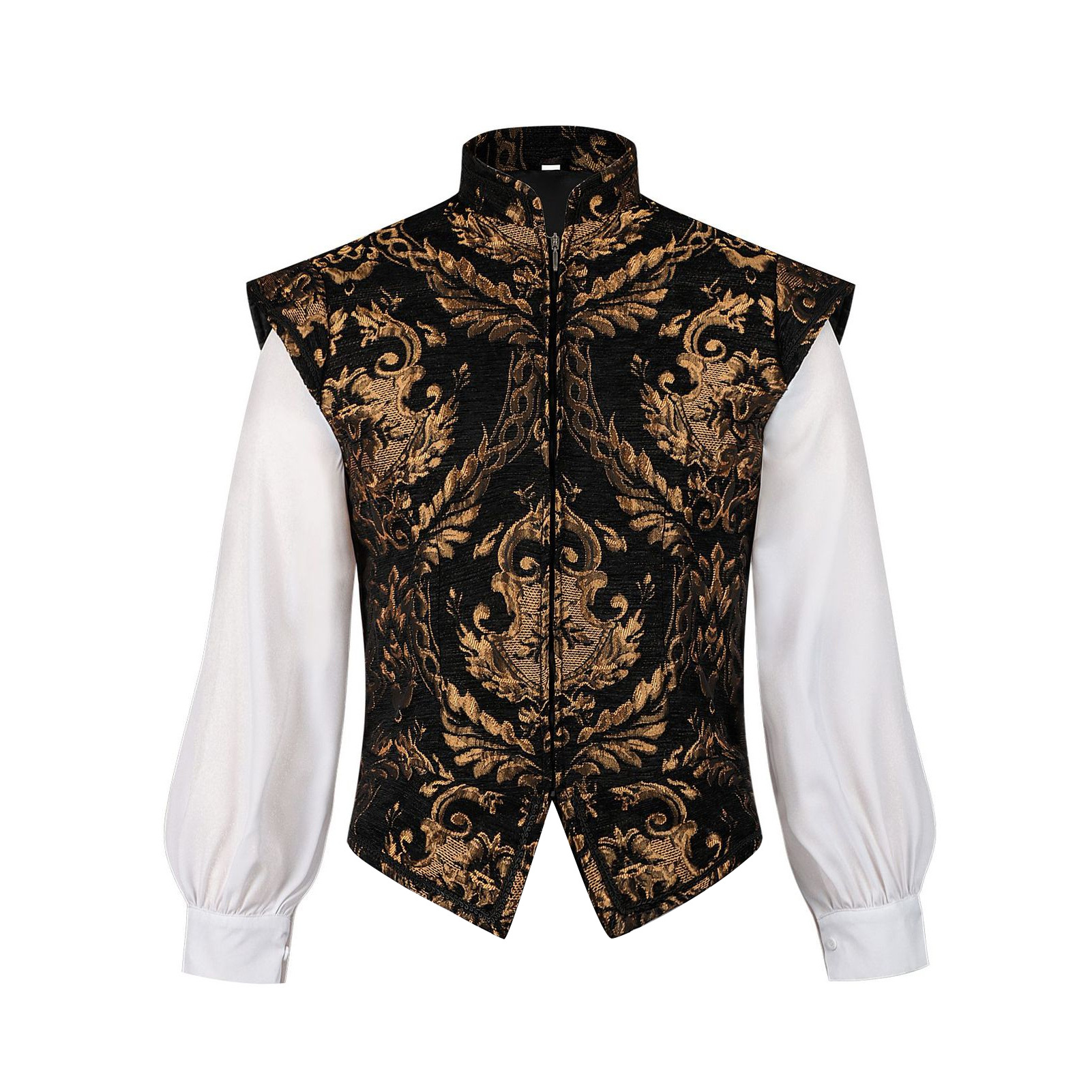 Costume médiéval Renaissance pour homme 3 pièces - Doublet jacquard, pantalon bouffant et chapeau, tenue noble de style Elizabethan pour cosplay