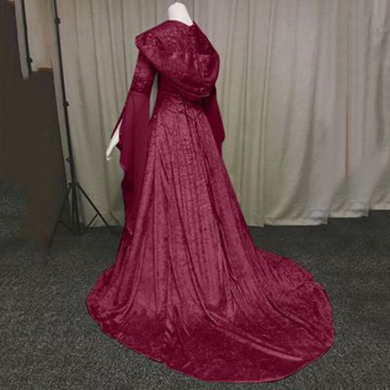 Robe de mariée de style rétro médiéval pour femmes, 8 couleurs, à capuche, taille, cosplay
