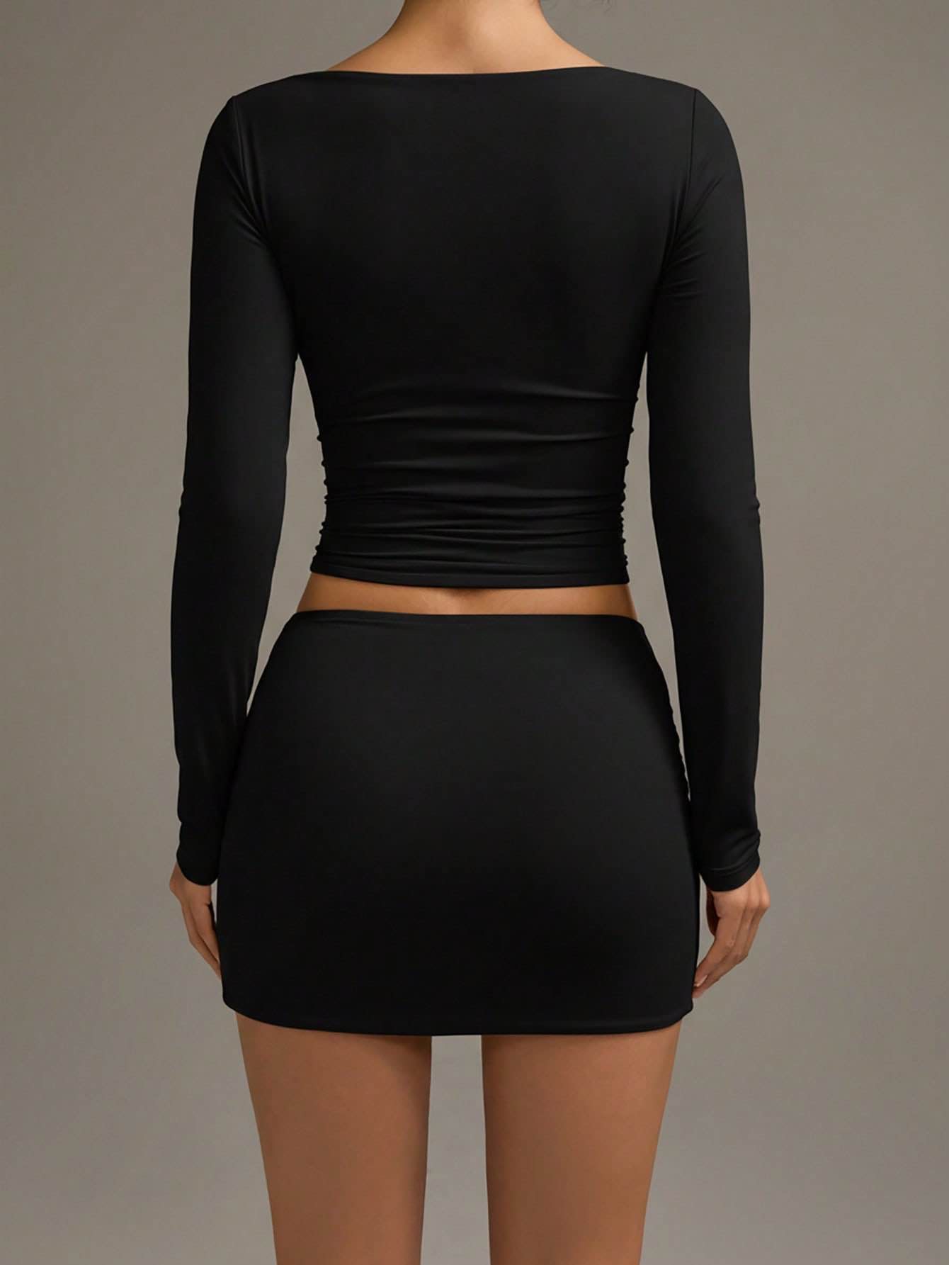 Mini-jupe pour femme, jupe courte élégante noire à taille élastique et moulante
