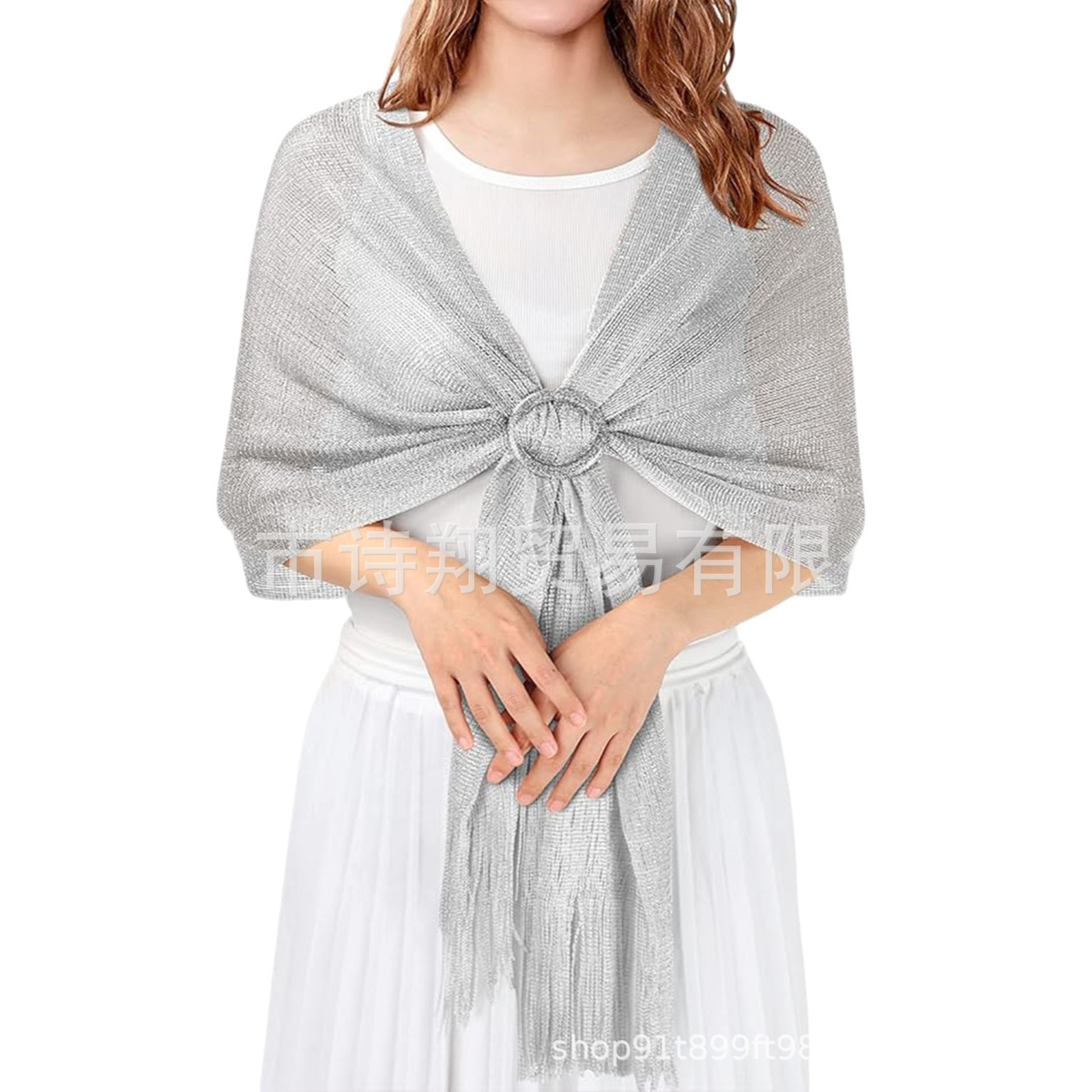 Or argent fil plage jouer écharpe plate gland dîner fête danse mariage vêtements accessoires SJ15
