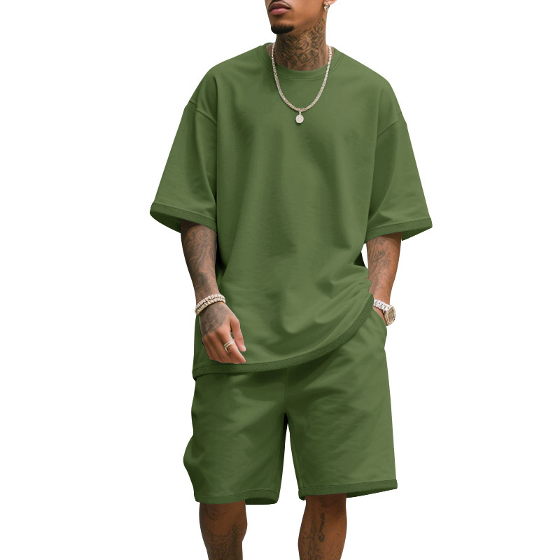 Ensemble décontracté deux pièces pour homme : T-shirt à manches courtes et short d'été, coupe ample et confortable, survêtement pour homme