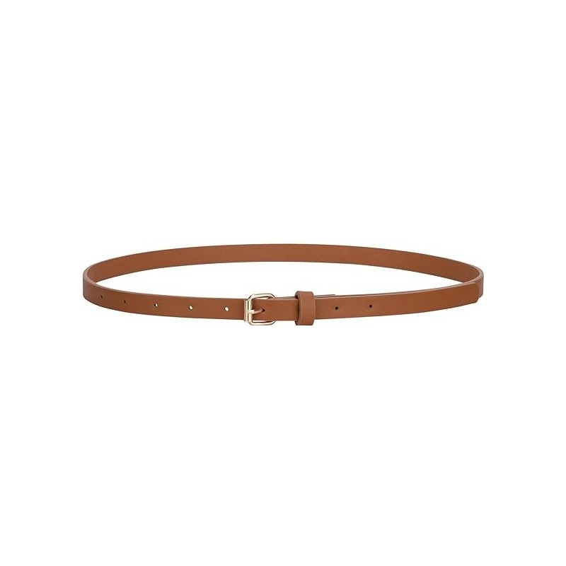 Ceinture fine tendance avec boucle à ardillon pour femme, en cuir noir, style élégant et simple, idéale pour jeans décontractés